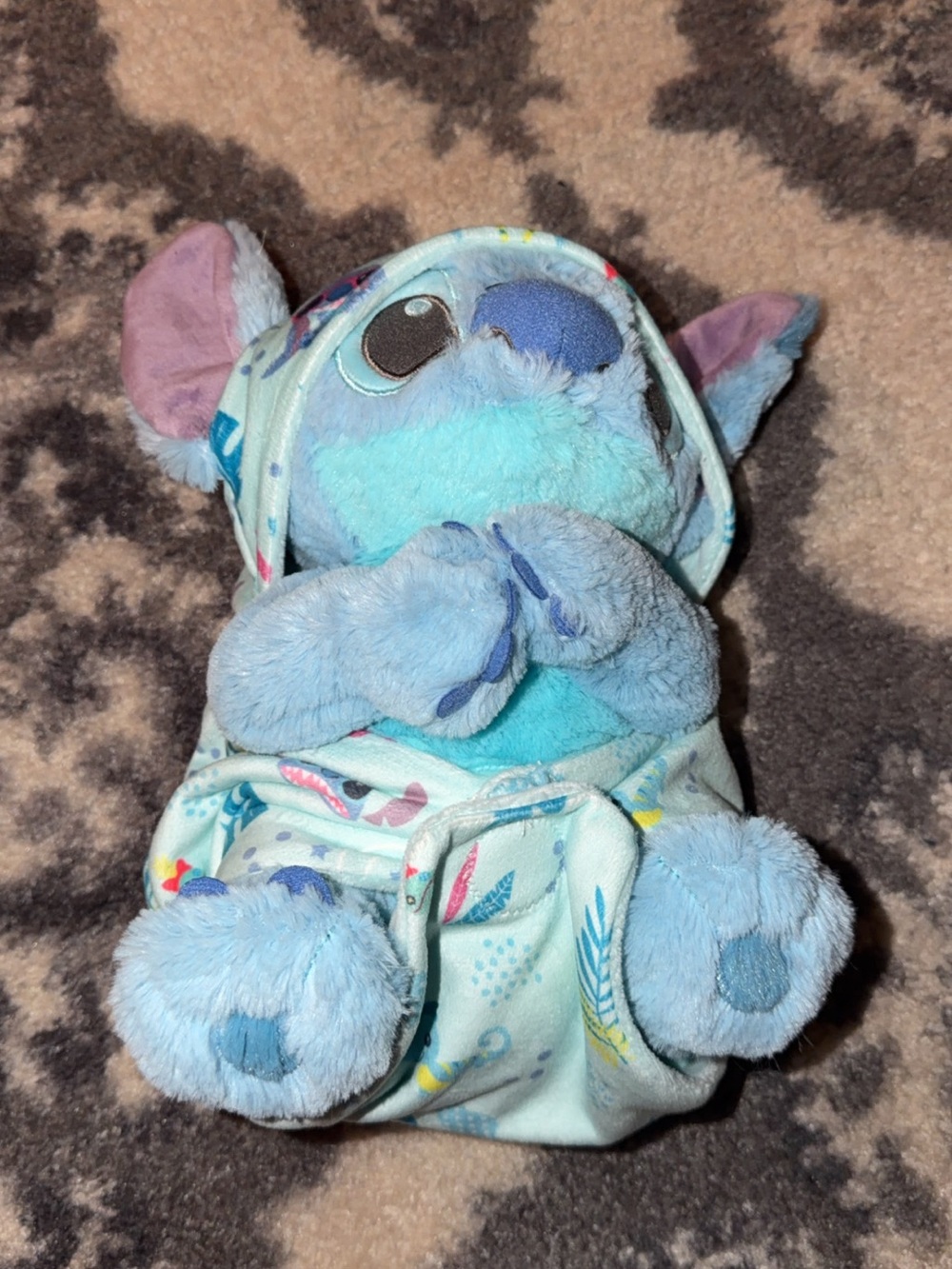 Stitch Stuffed Animal in Light Blue Hoodie